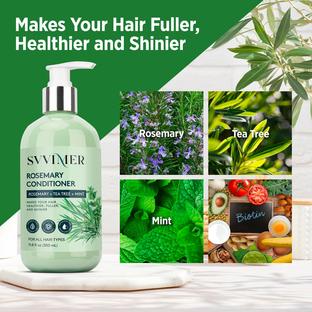 Acondicionador Svvimer romero para cabello dañado, aporta densidad.