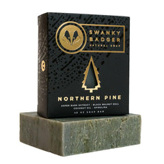 Swanky Badger Northern Pine frasco dispensación para uso diario, sensación suave y agradable.