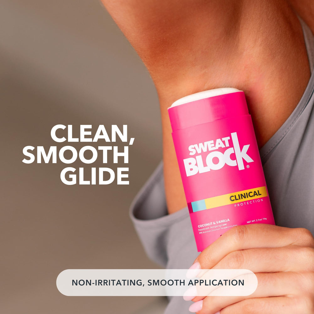 Aplicación matutina de SweatBlock para mujer, inicio del día sin olor.