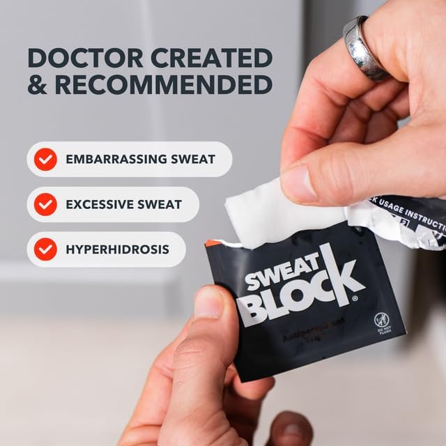 SweatBlock: empaque de 30 toallitas, ideal para viaje y uso diario.