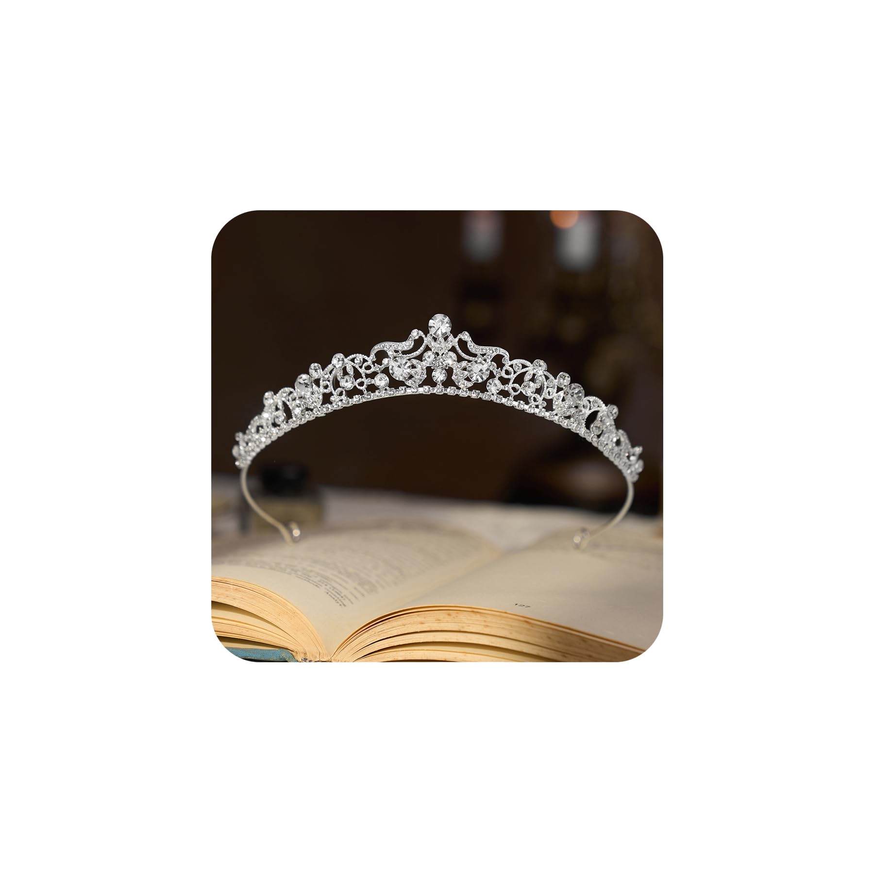 SWEETV tiara de boda con cristales, brillo deslumbrante para la gran entrada