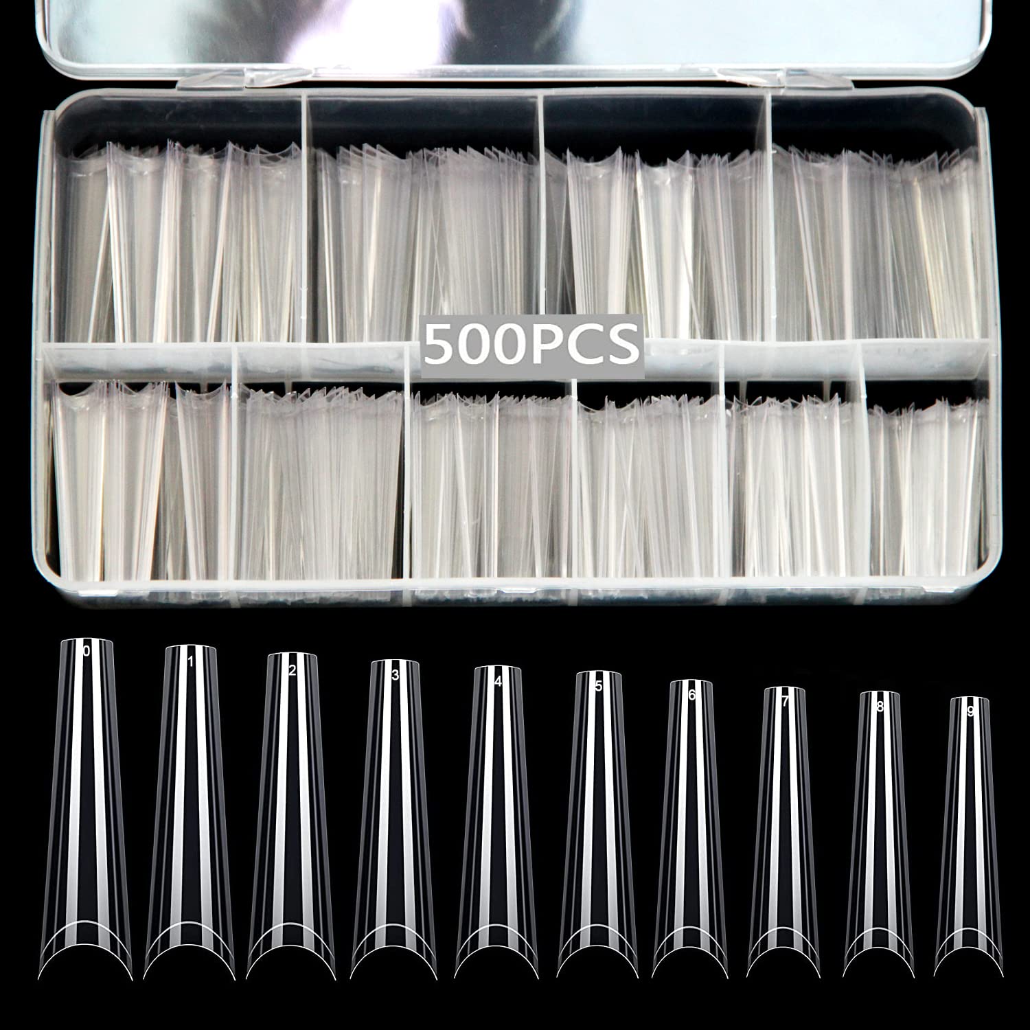 SWETIDY extensiones de uñas con forma ataúd claras con adherencia instantánea para uñas en casa