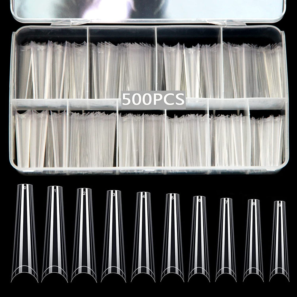 SWETIDY extensiones de uñas con forma ataúd claras con adherencia instantánea para uñas en casa