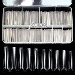 SWETIDY extensiones de uñas con forma ataúd claras con adherencia instantánea para uñas en casa