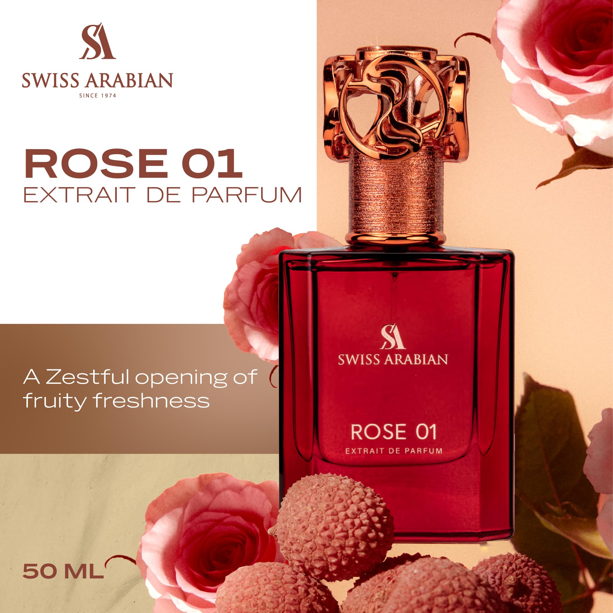 Swiss Arabian Rosa 01 corona de rosas y lirio, centro floral sofisticado