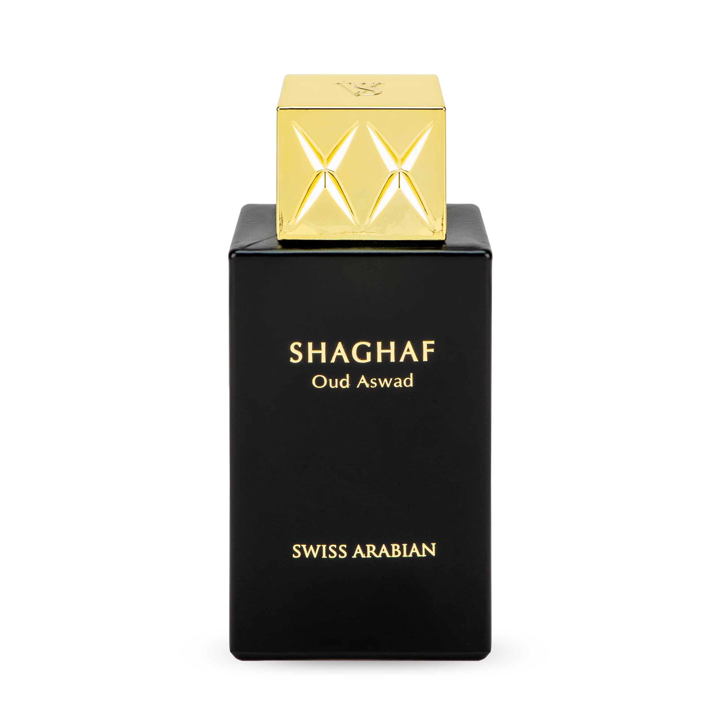 Swiss Arabian Shaghaf Oud Aswad—botella elegante para uso diario, duración prolongada.