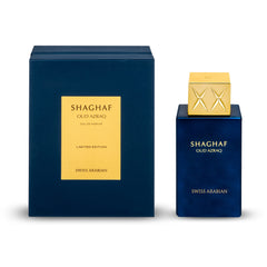 Notas miel y oud en Shaghaf Oud Azraq, dulzura cálida.