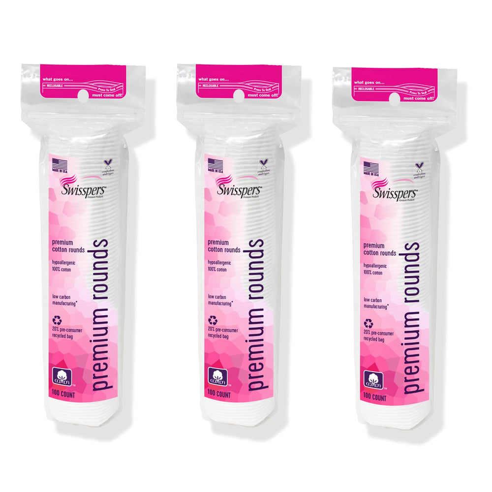 Discos Swisspers para maquillaje, suaves y eficaces para desmaquillar el rostro.