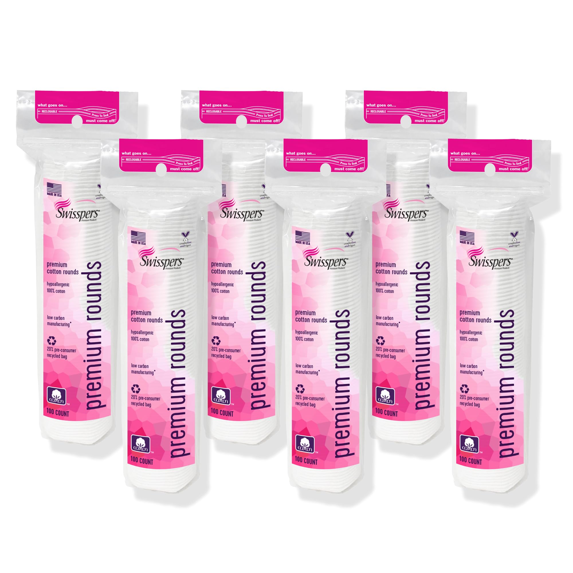 Discos de algodón premium Swisspers, 100 cuentas, ideales para desmaquillar con suavidad.