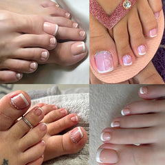 SWRITATSK uñas francesas para dedo del pie, duraderas hasta 2–3 semanas.