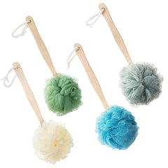 SWSTINLING 4pack esponjas baño con mango largo en colores vivos para limpieza de espalda.