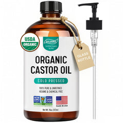 SYLVANA Aceite de ricino en frasco ambar con bomba para preservar activos naturales.