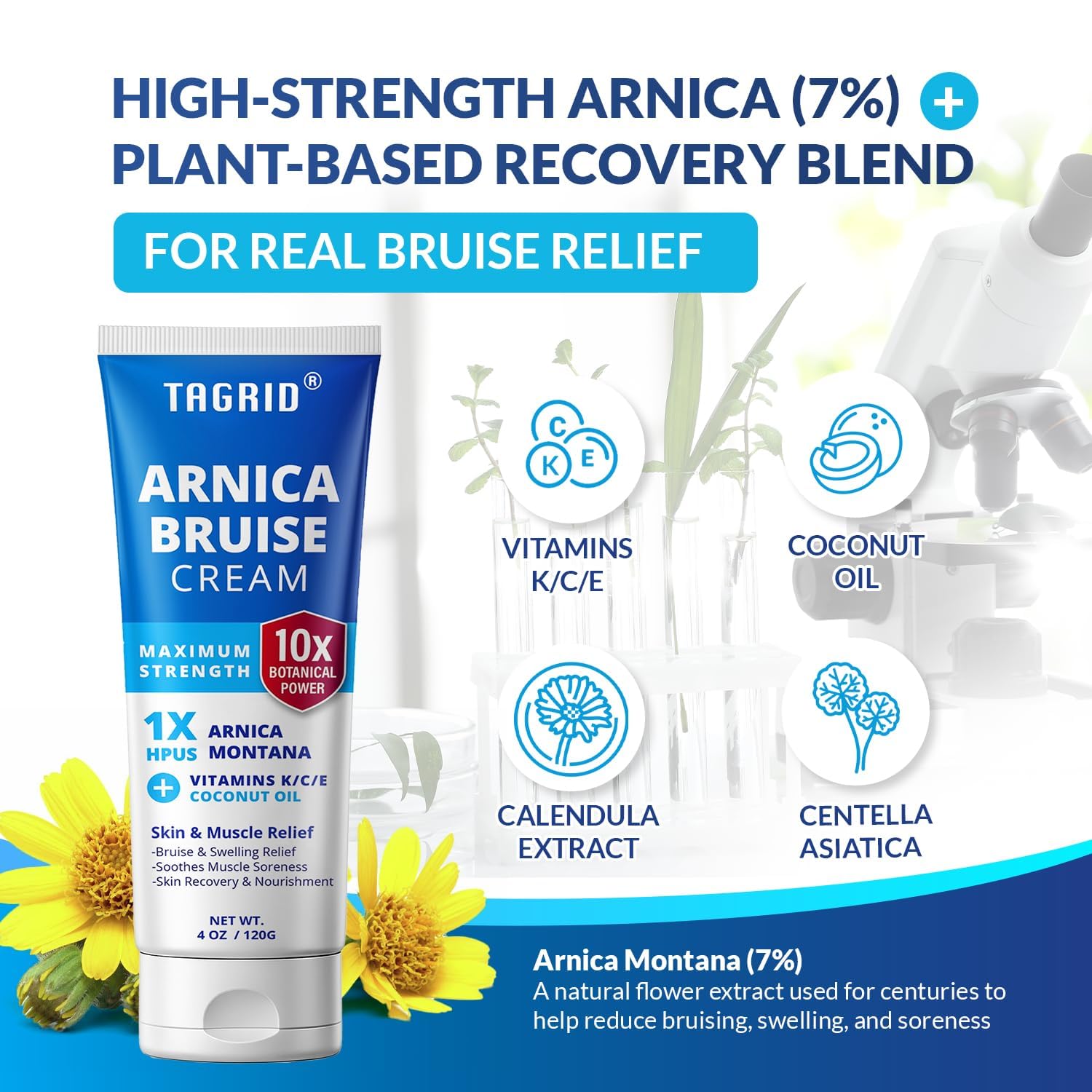 TAGRID Arnica Crema nutre piel delicada con vitaminas y aceites esenciales.