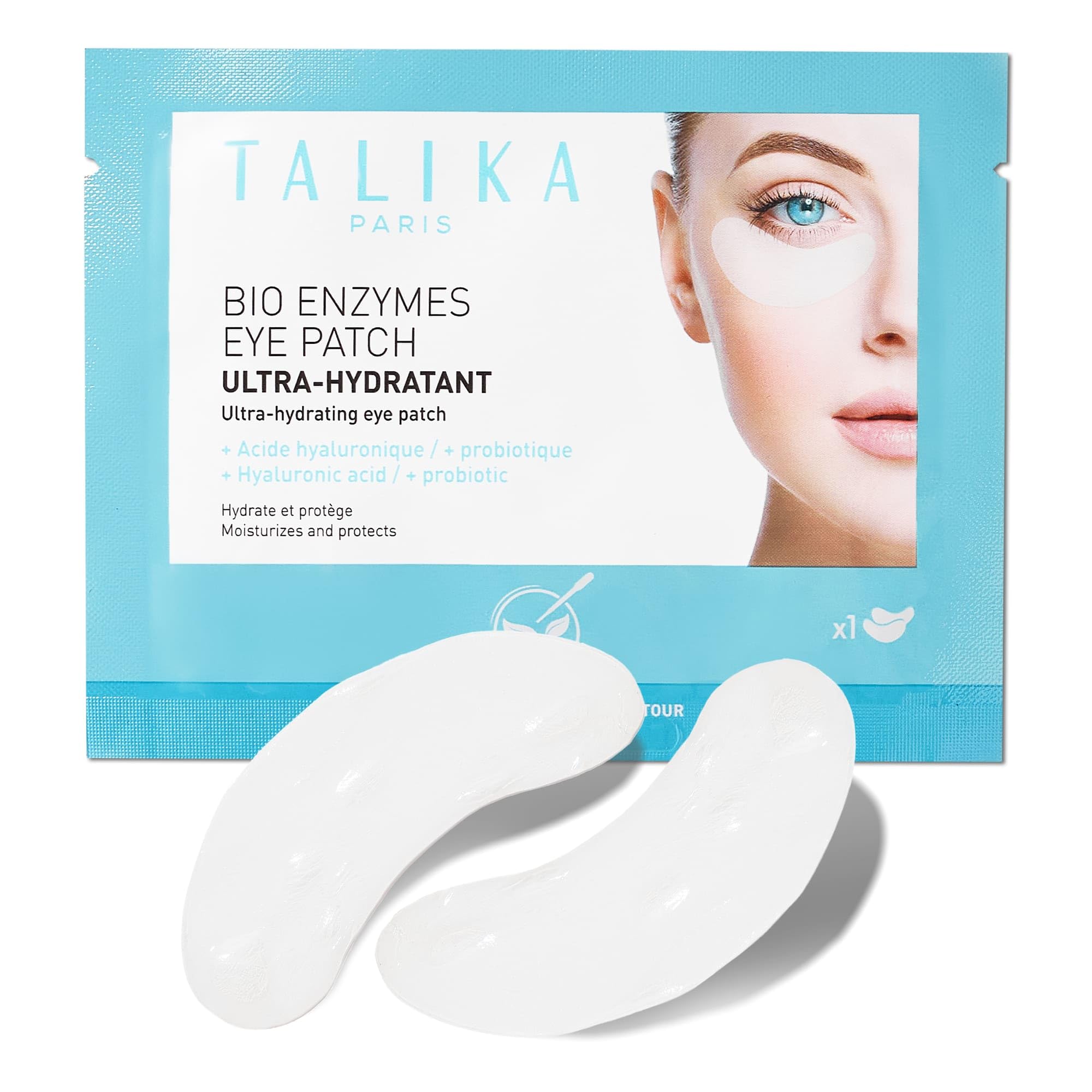 Talika Bio Enzymes Eye Patch pack shot showing easy-to-use hydration for tired eyes.