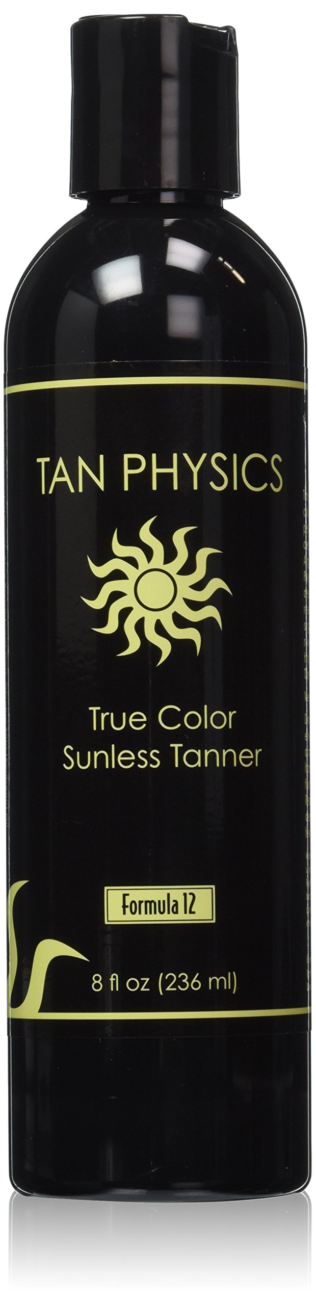 Tan Physics bronceado sin sol color verdadero, botella 8oz, aplicación suave para un tono natural.