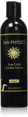 Tan Physics bronceado sin sol color verdadero, botella 8oz, aplicación suave para un tono natural.