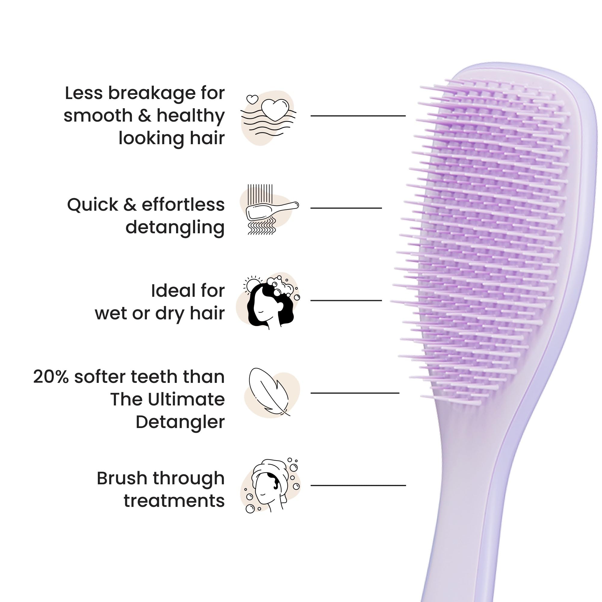 Tangle Teezer distribuye productos capilares de forma uniforme durante el lavado.
