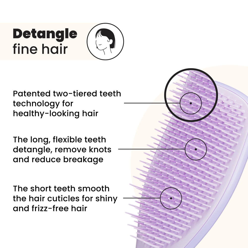Tangle Teezer tecnología de dos niveles para deshacer nudos y reducir tirones.