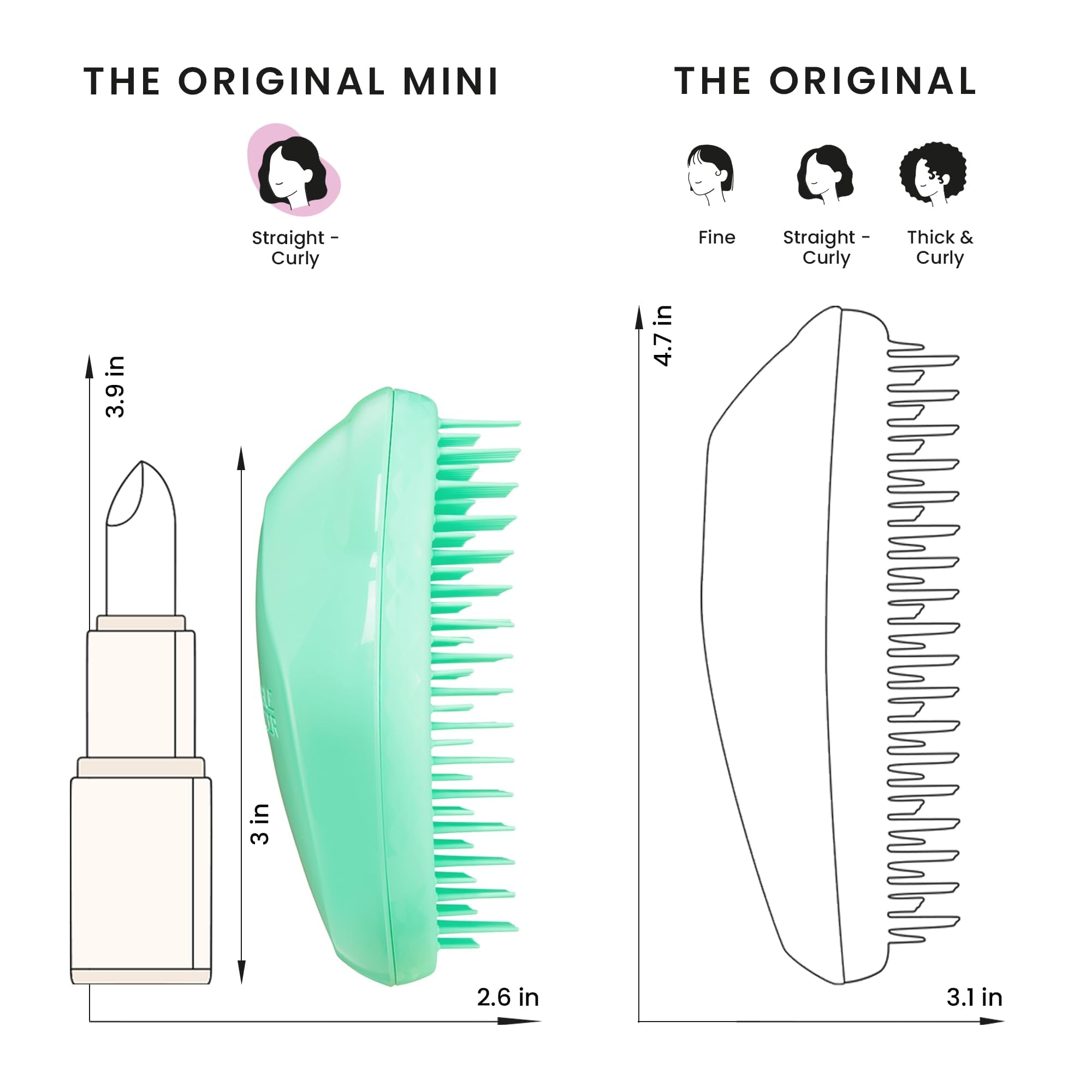 Tangle Teezer Original mini, diseño ergonómico para manos pequeñas.