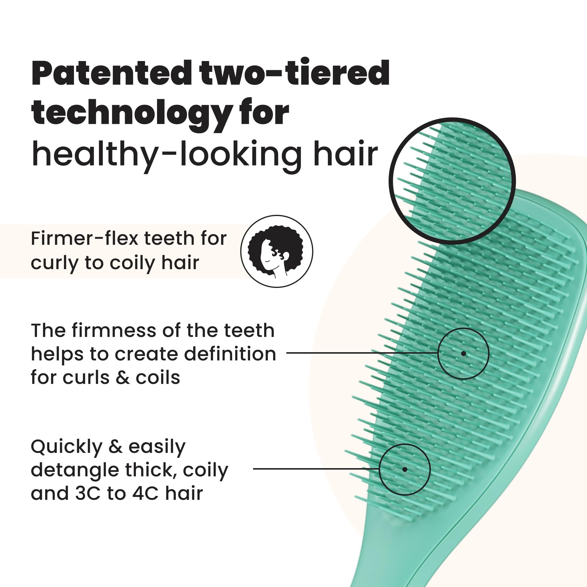 Tangle Teezer Ultimate Detangler, rizos secos, facilita peinado suave sin fricción.
