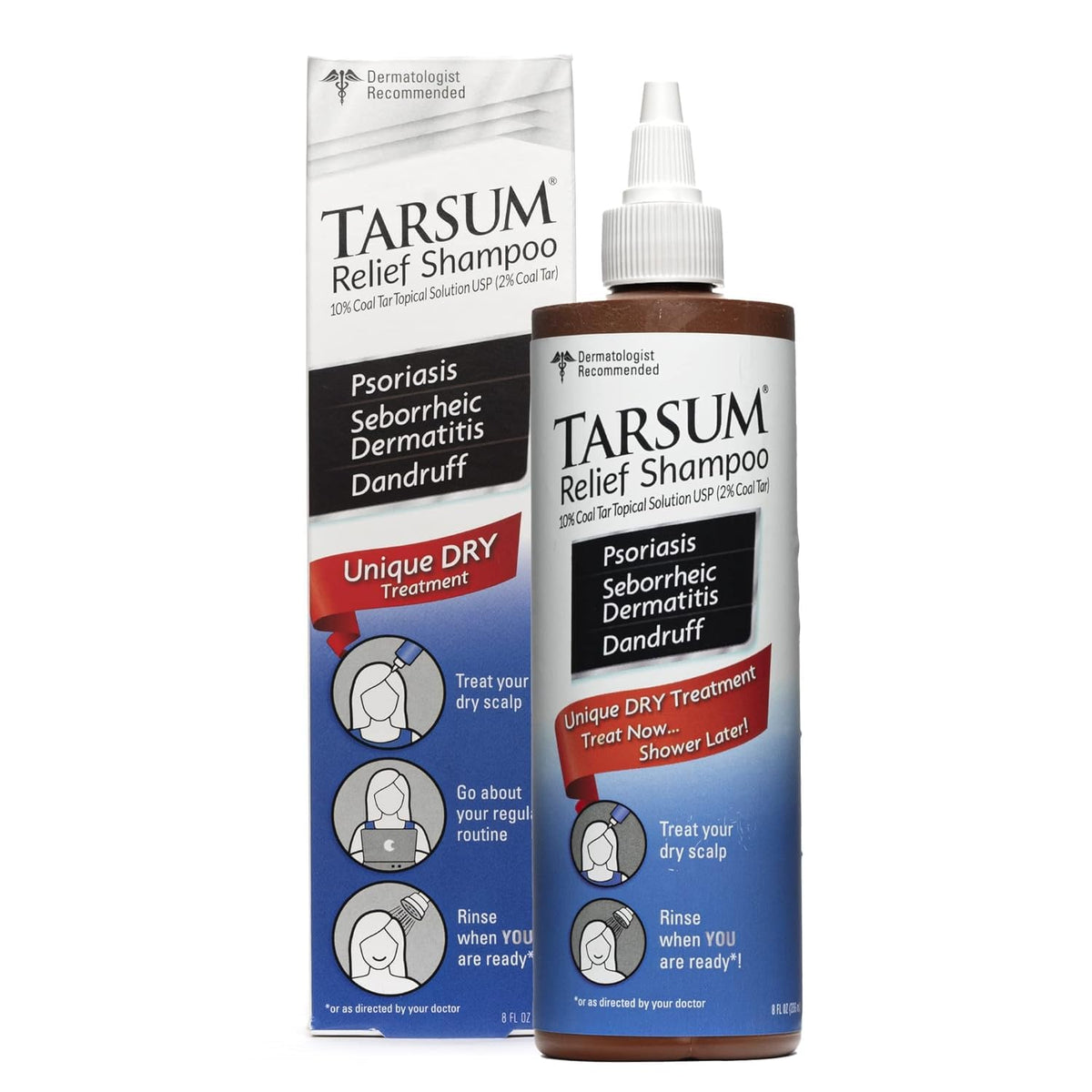 Tarsum exfoliante para el cabello, botella destacando acción suave para el cuero cabelludo