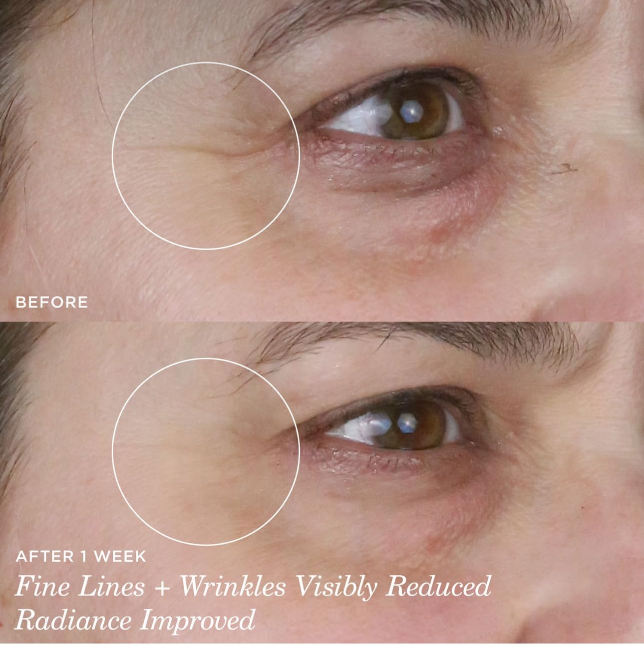 TATCHA Silk Peony Under Eye Cream, demostración de aplicación para zona sensible alrededor de ojos.