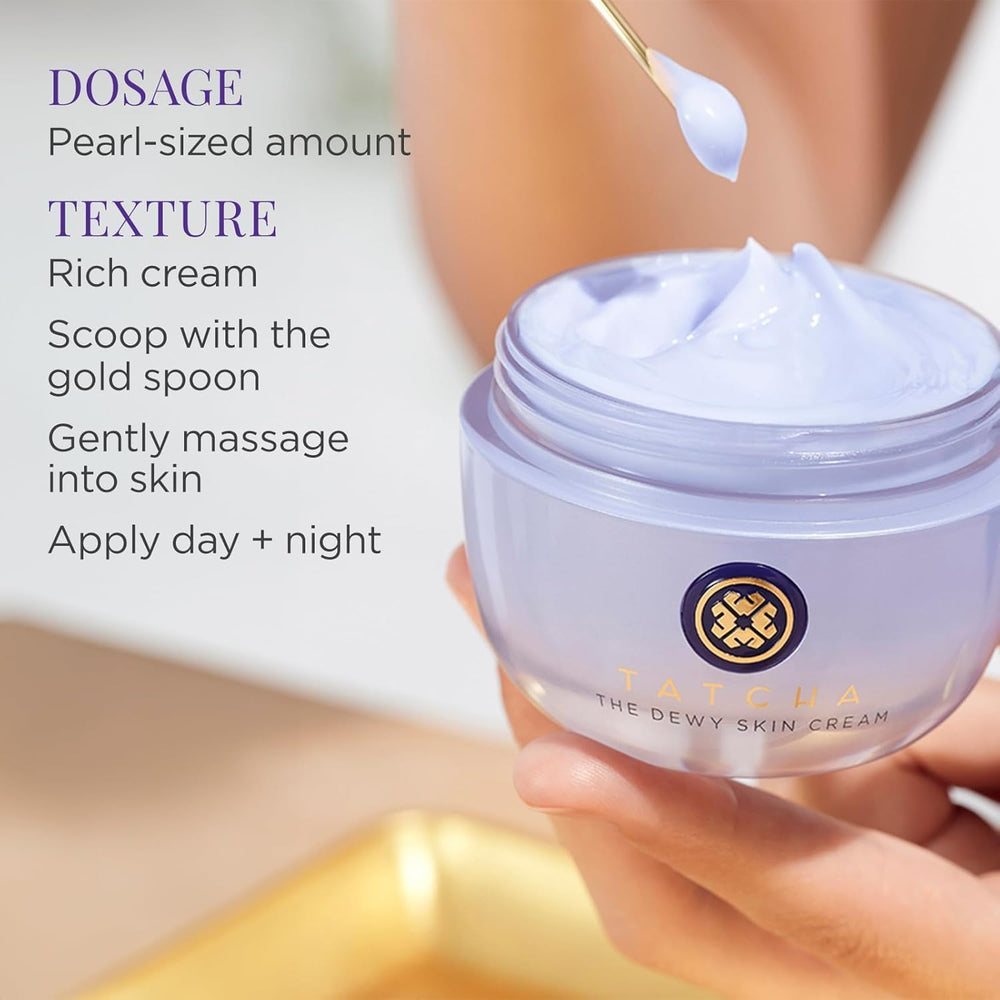 TATCHA Dewy Skin Cream, textura densa, protección diaria.