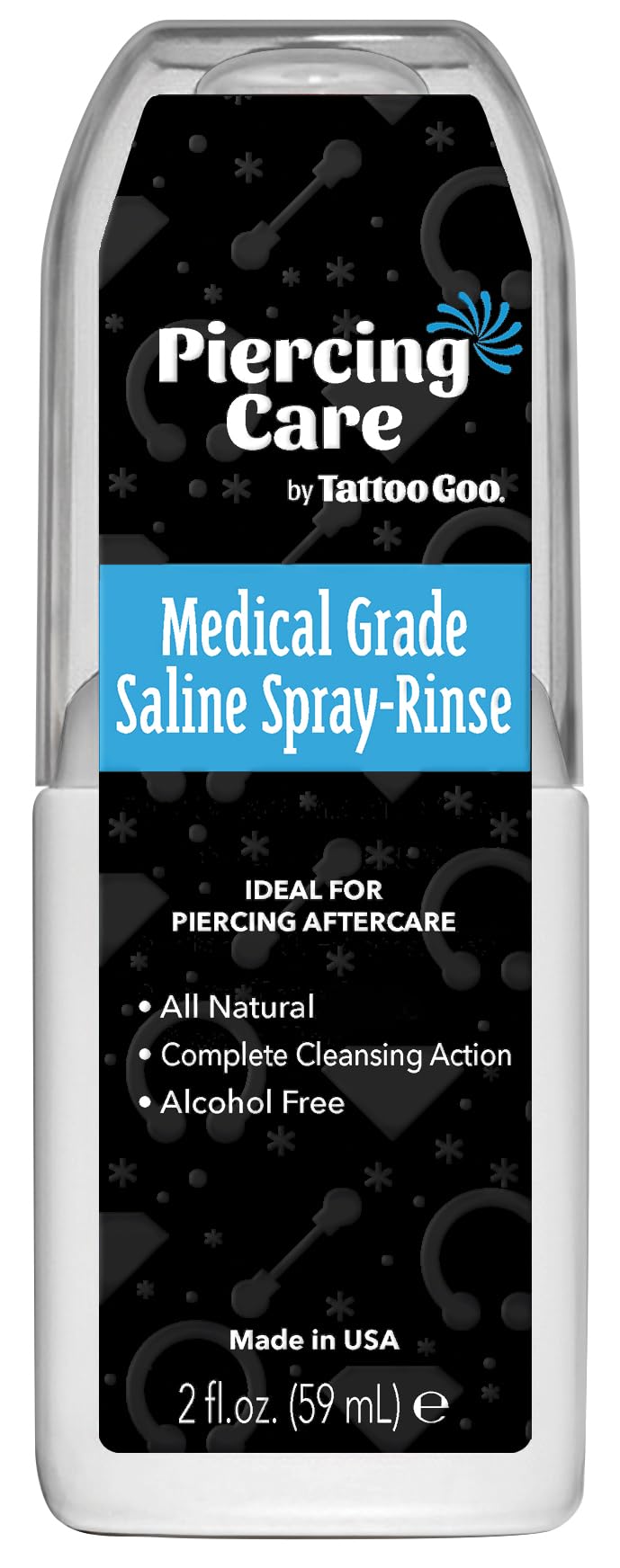 Tattoo Goo Saline-Spray bote 2 oz para limpieza suave de perforaciones