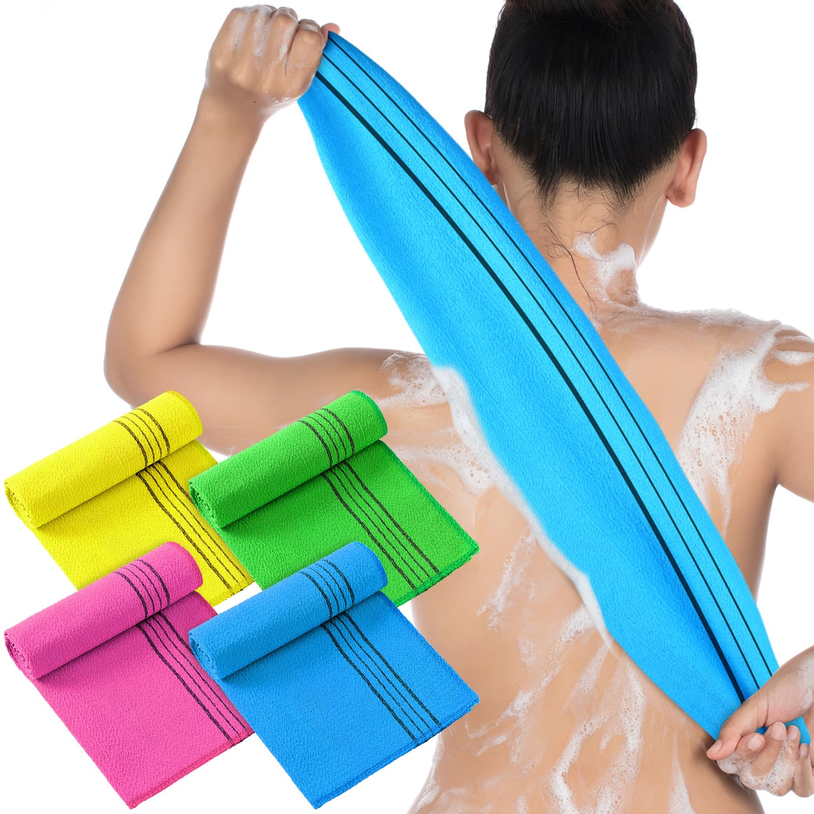 Toalla exfoliante Tatuo rosa para espalda suave y limpieza eficiente.