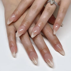 Uñas postizas TBRZTR 24 piezas con punta francesa nude gradiente y brillo