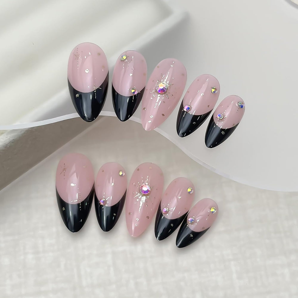 uñas TBRZTR almendra frances dorado brillo para un acabado natural.