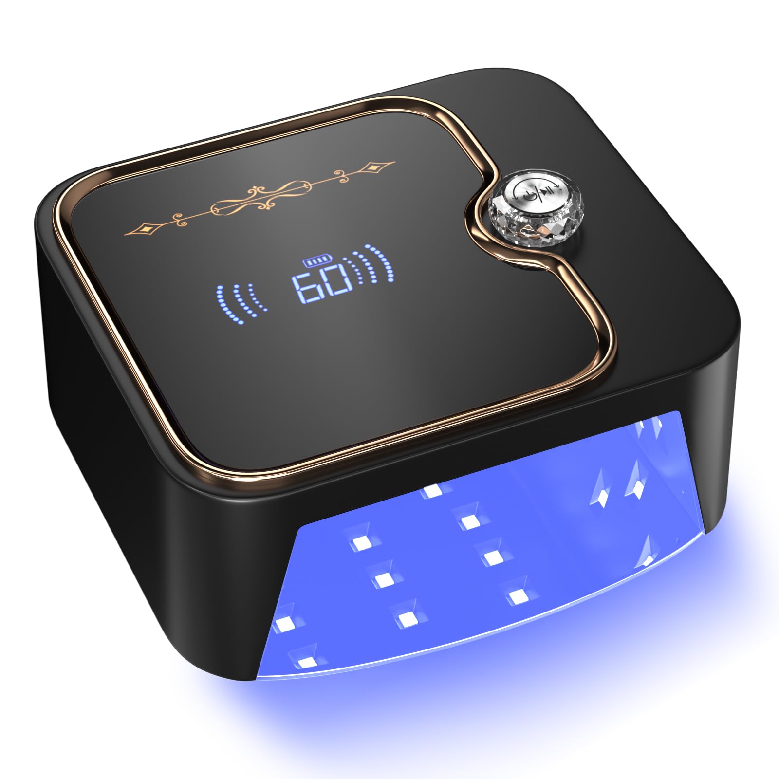 Lámpara UV TCHMCITY 288W frontal para curado uniforme de gel en uñas.