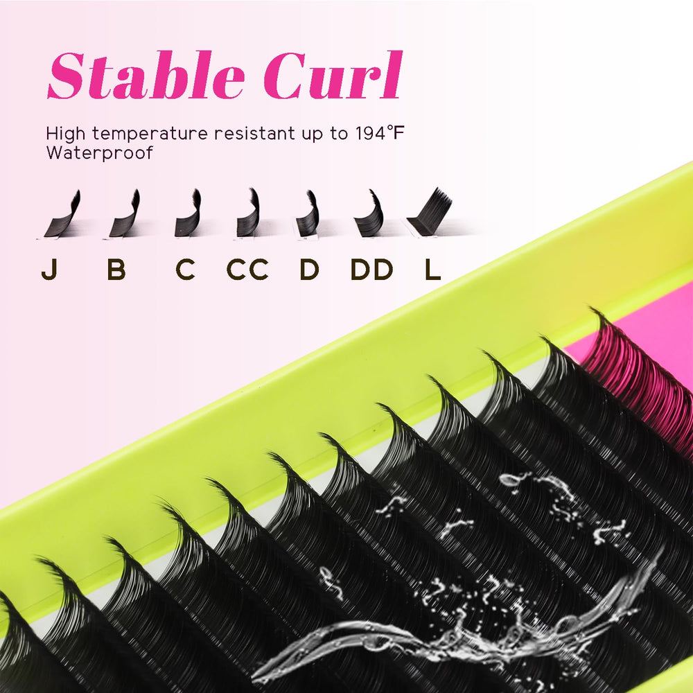 Tray of 12 rows ready for efficient professional lash application.