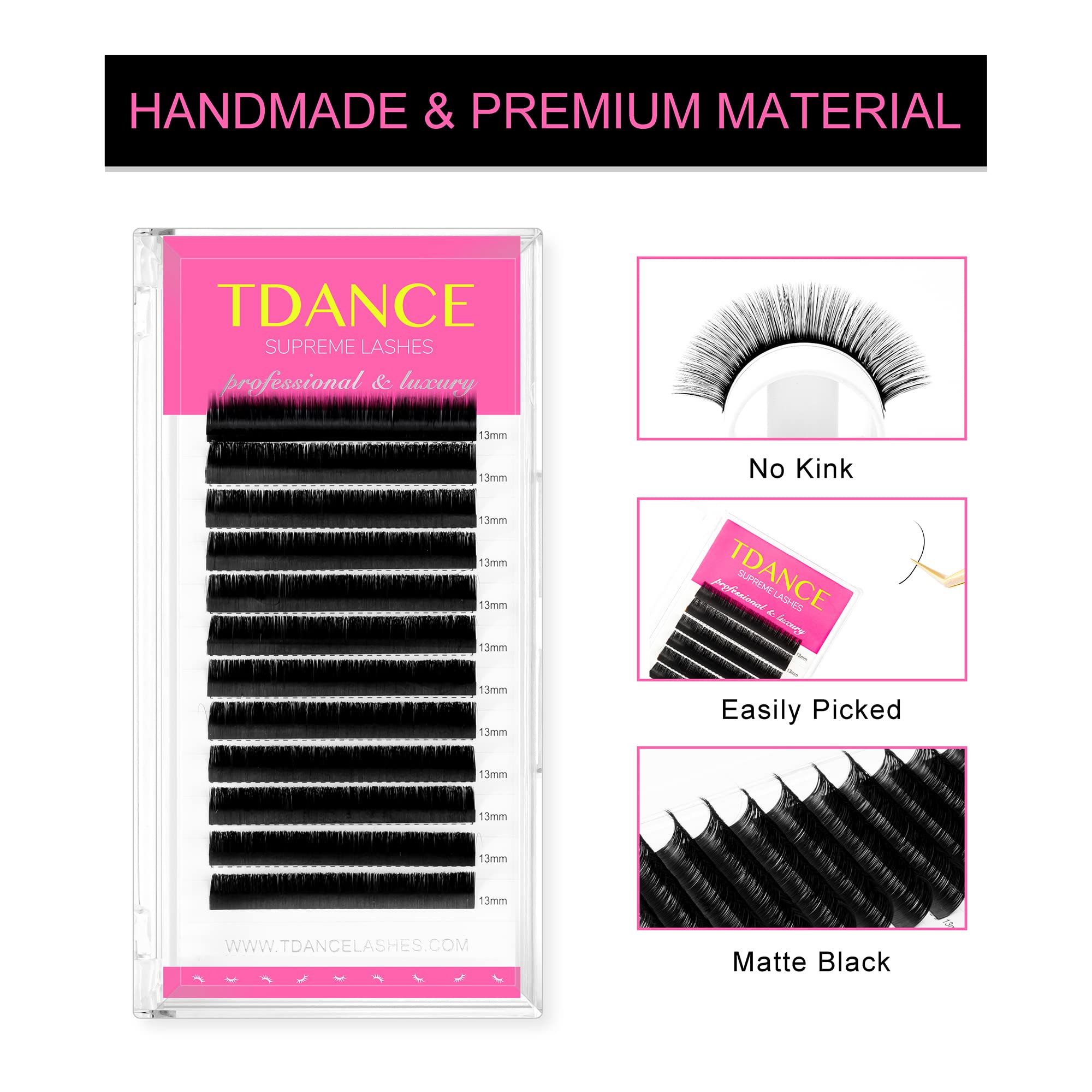 TDANCE extensions cils courbes mélangées CC et D pour volume flexible.