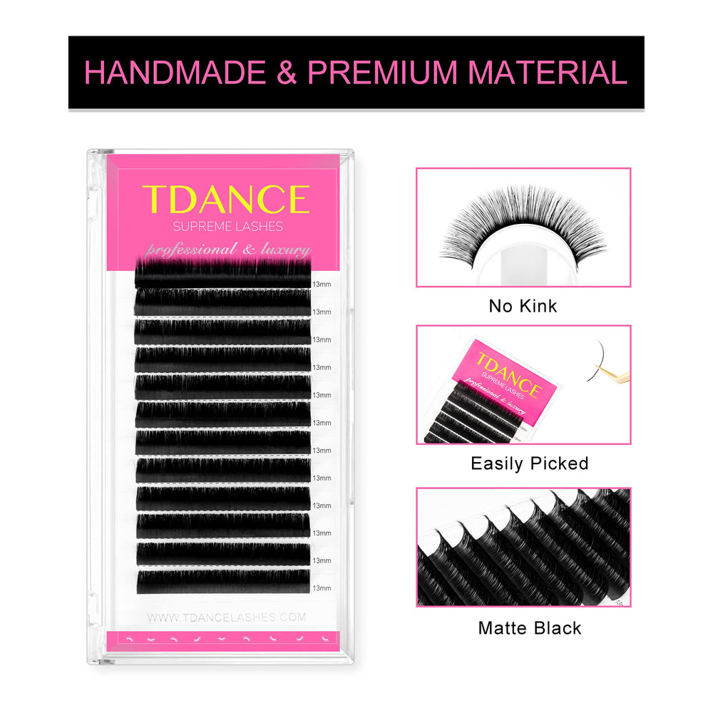 TDANCE extensions cils courbes mélangées CC et D pour volume flexible.