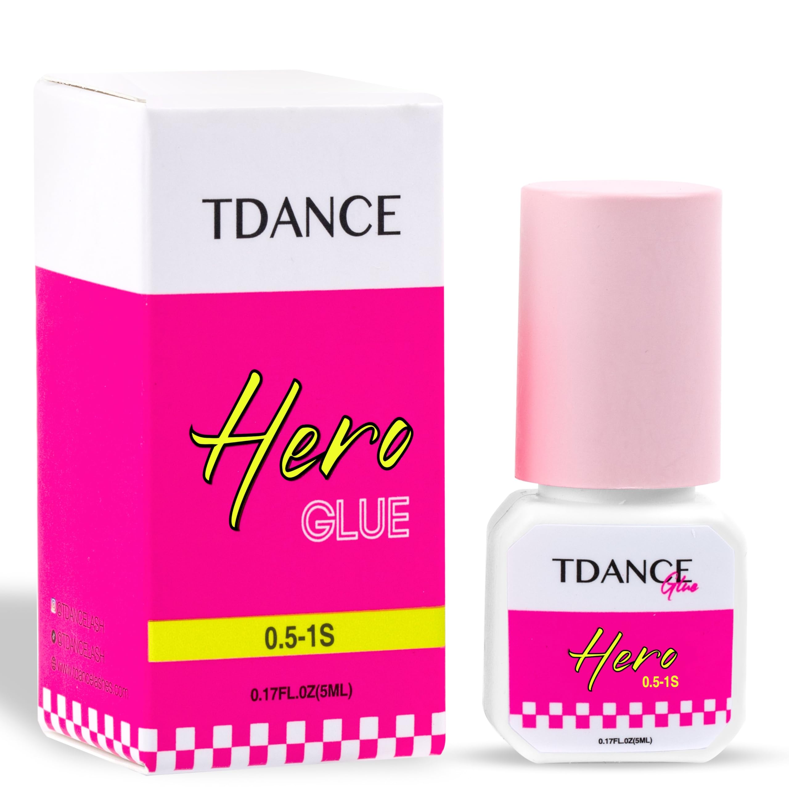 TDANCE eyelash extension glue bottle close-up showing premium salon formula.