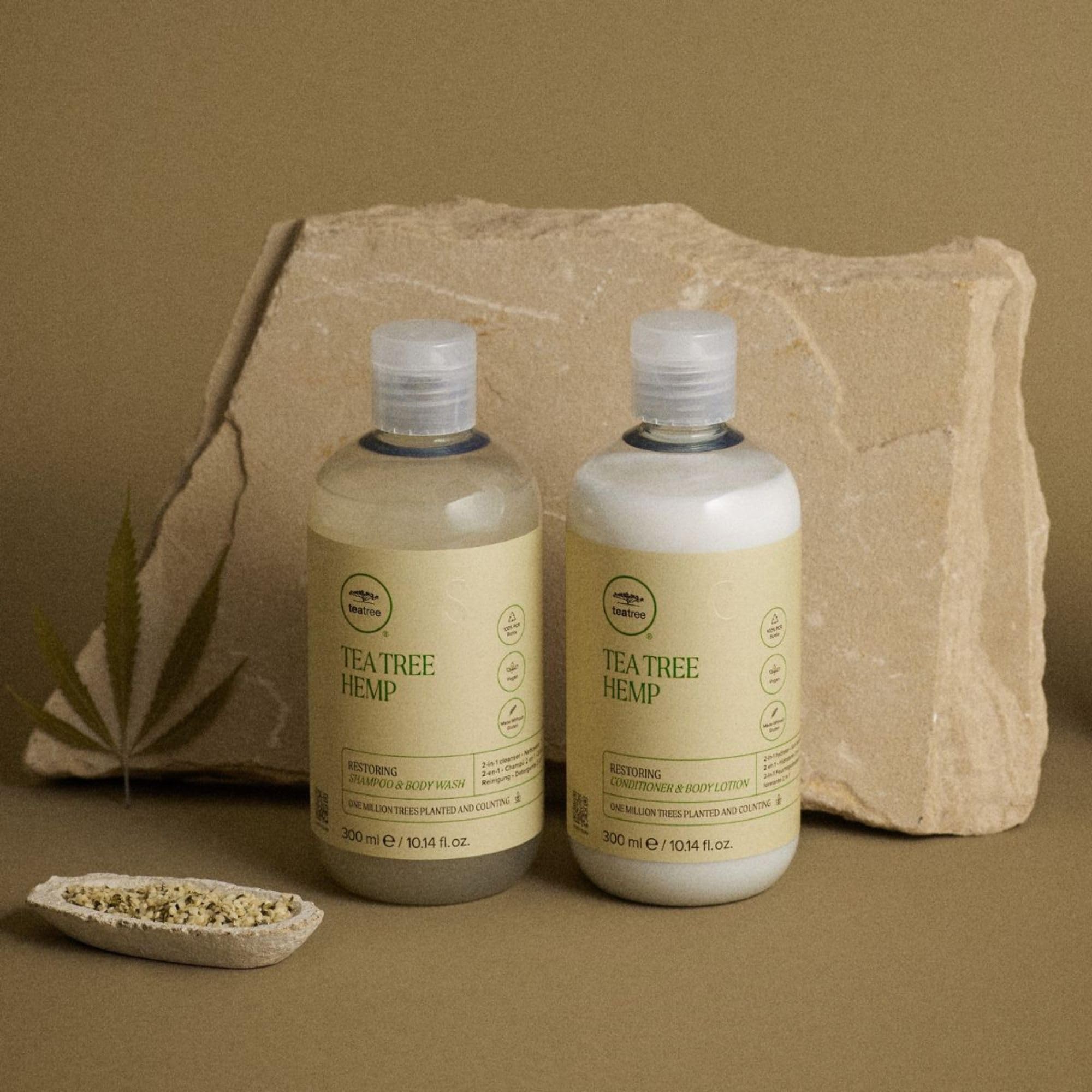 Cheveux hydratés et renforcés après Tea Tree Hemp Restoring Shampoo
