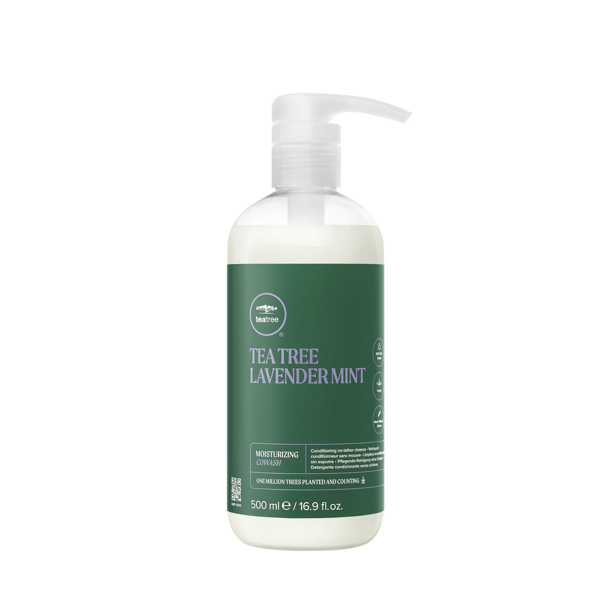 Tea Tree Lavanda Menta limpiador-acondicionador en botella; hidrata cabello grueso y rizos.