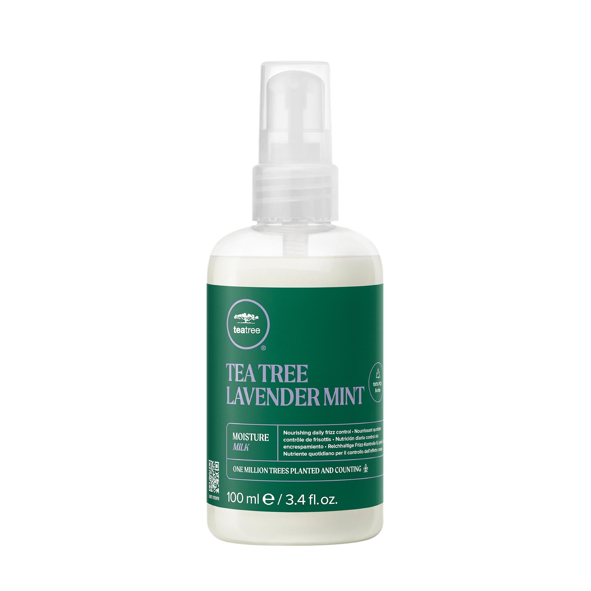 Tea Tree Lavanda Menta Moisture Milk: botella para aplicación y hidratación diaria del cabello