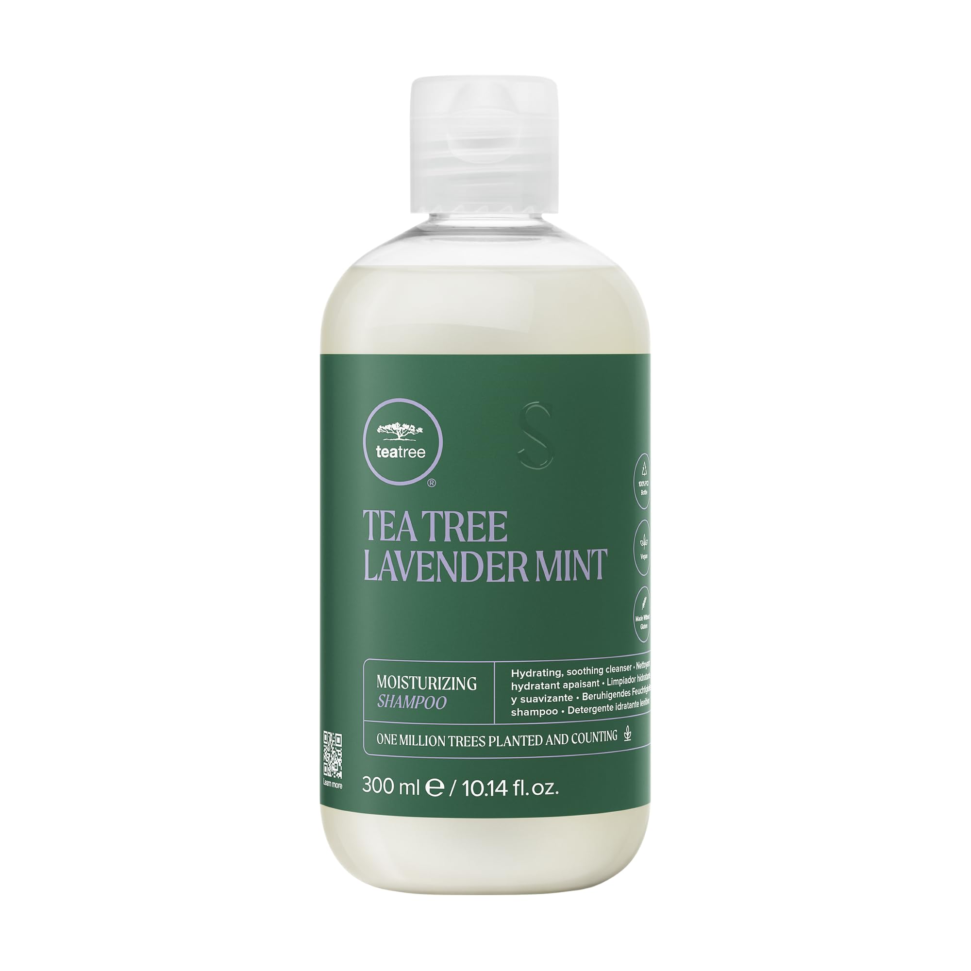 Tea Tree Lavender Mint Shampoo botella frontal, cuidado diario suave para cabello áspero.