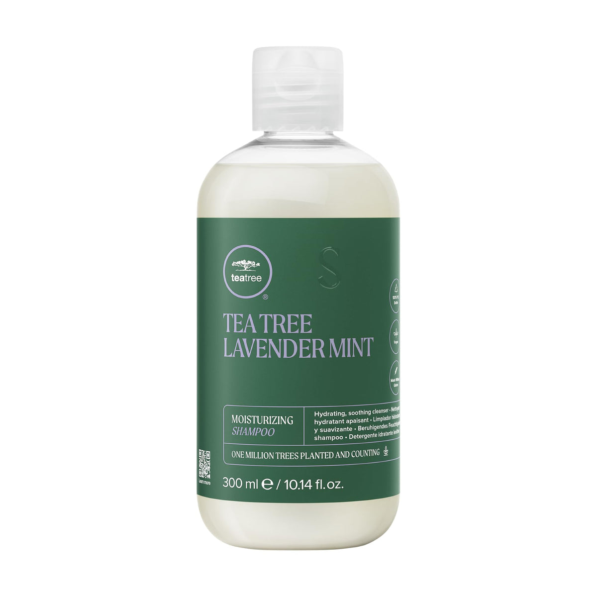Tea Tree Lavender Mint Shampoo botella frontal, cuidado diario suave para cabello áspero.