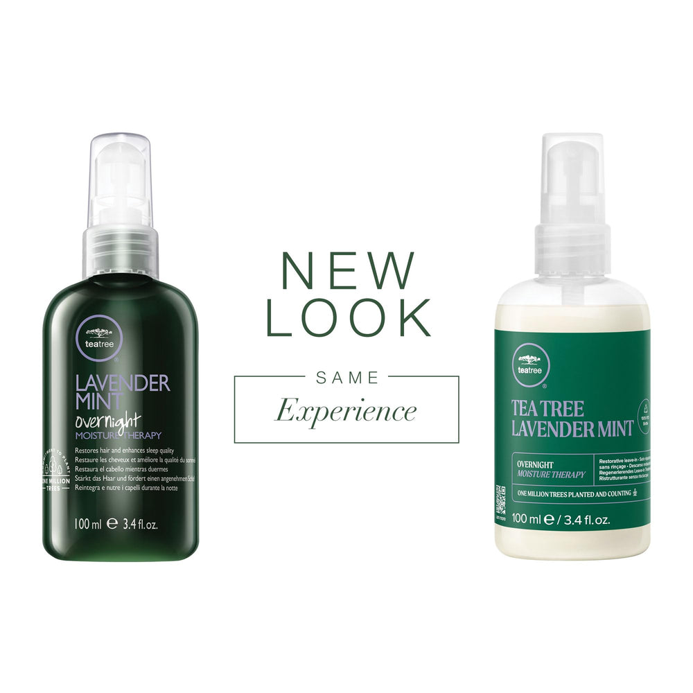 Tea Tree Lavender Mint texture riche nuit apaise et hydrate les longueurs.