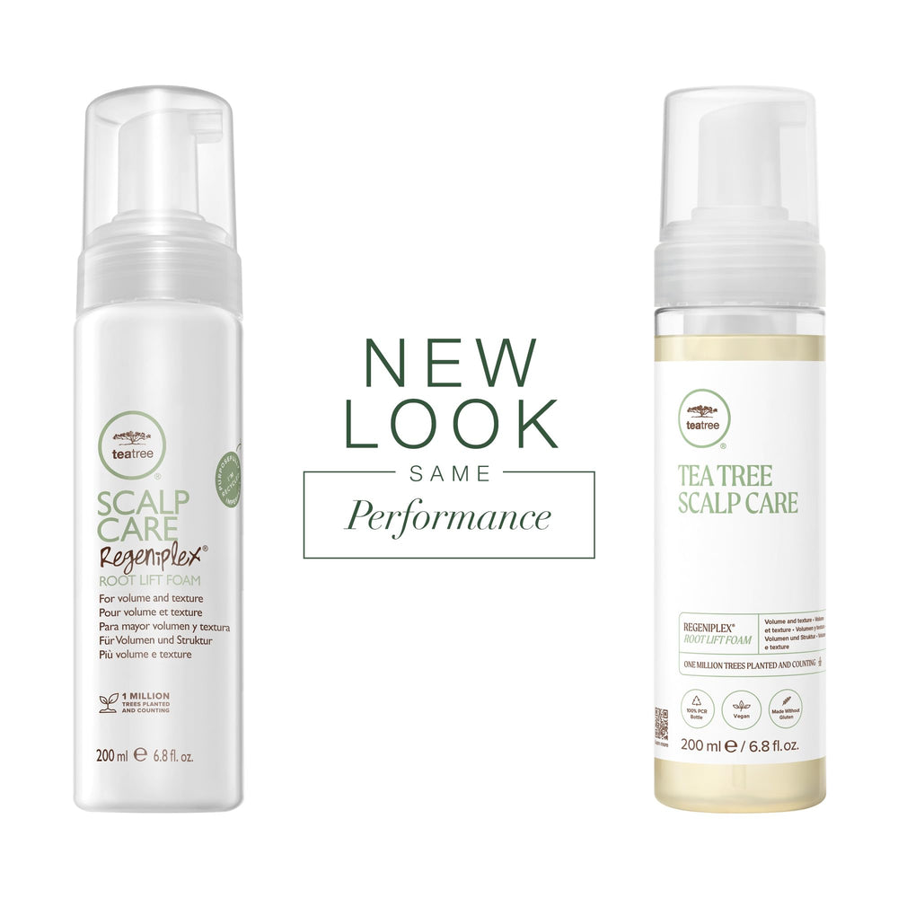 Tea Tree mousse voluminizante de raíz aporta cuerpo al cabello.