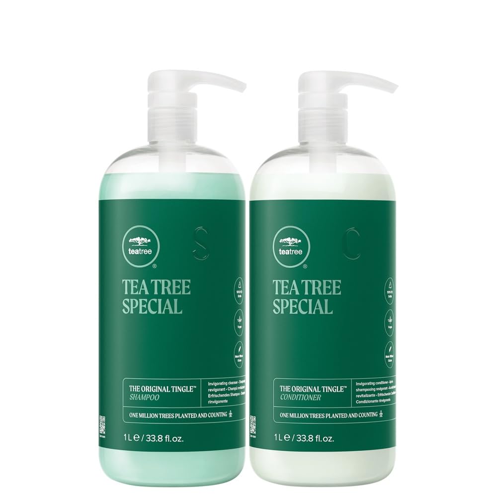 Tea Tree Special champú litro, cuero cabelludo renovado y aroma fresco.