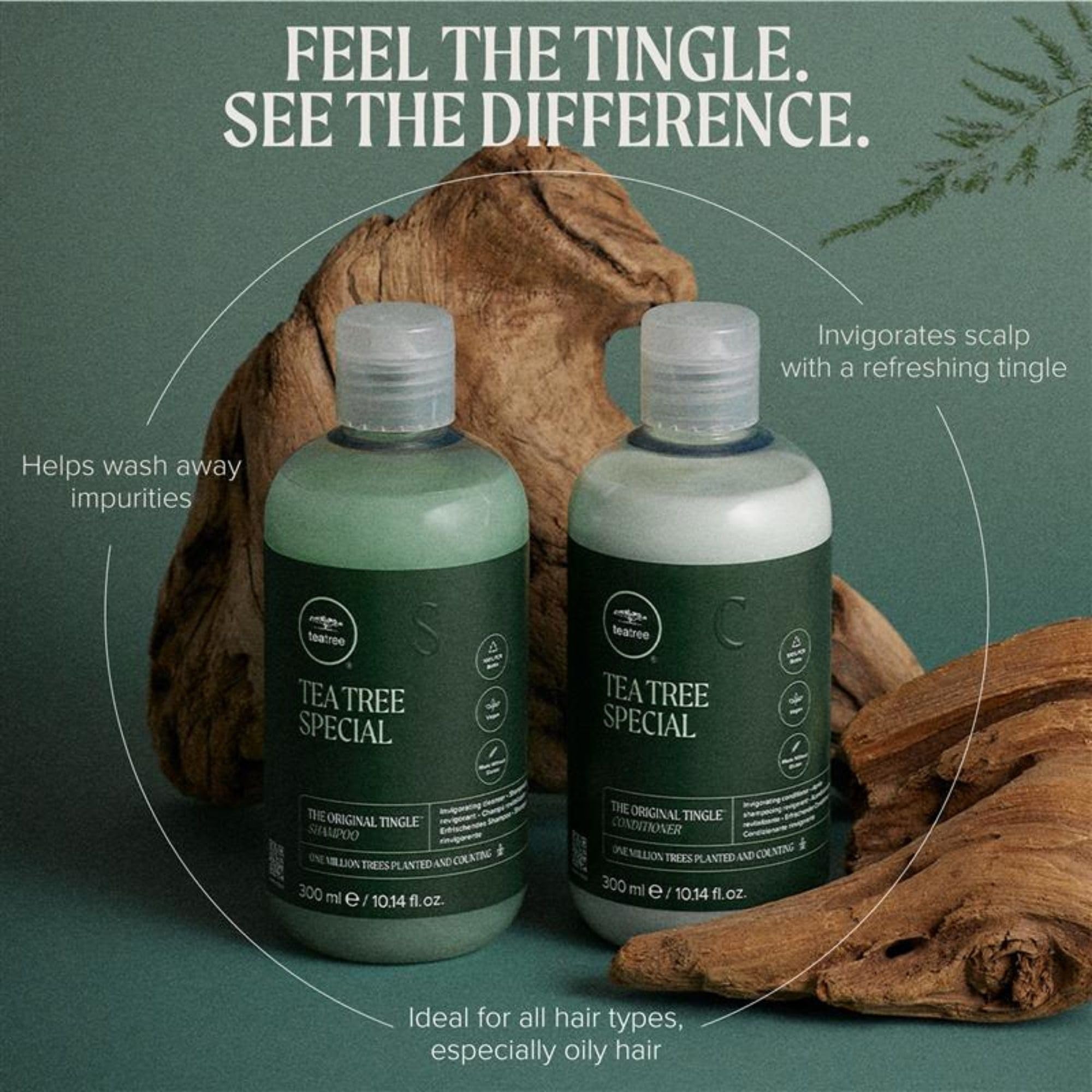 Tea Tree Special Conditioner, botella de aluminio para uso repetido con recargas.