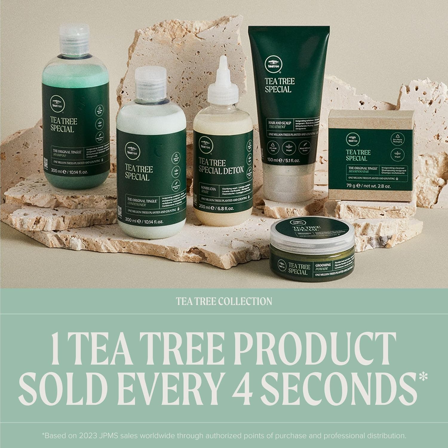 Tea Tree Special Conditioner, recargas de litro con PCR reducen residuos.