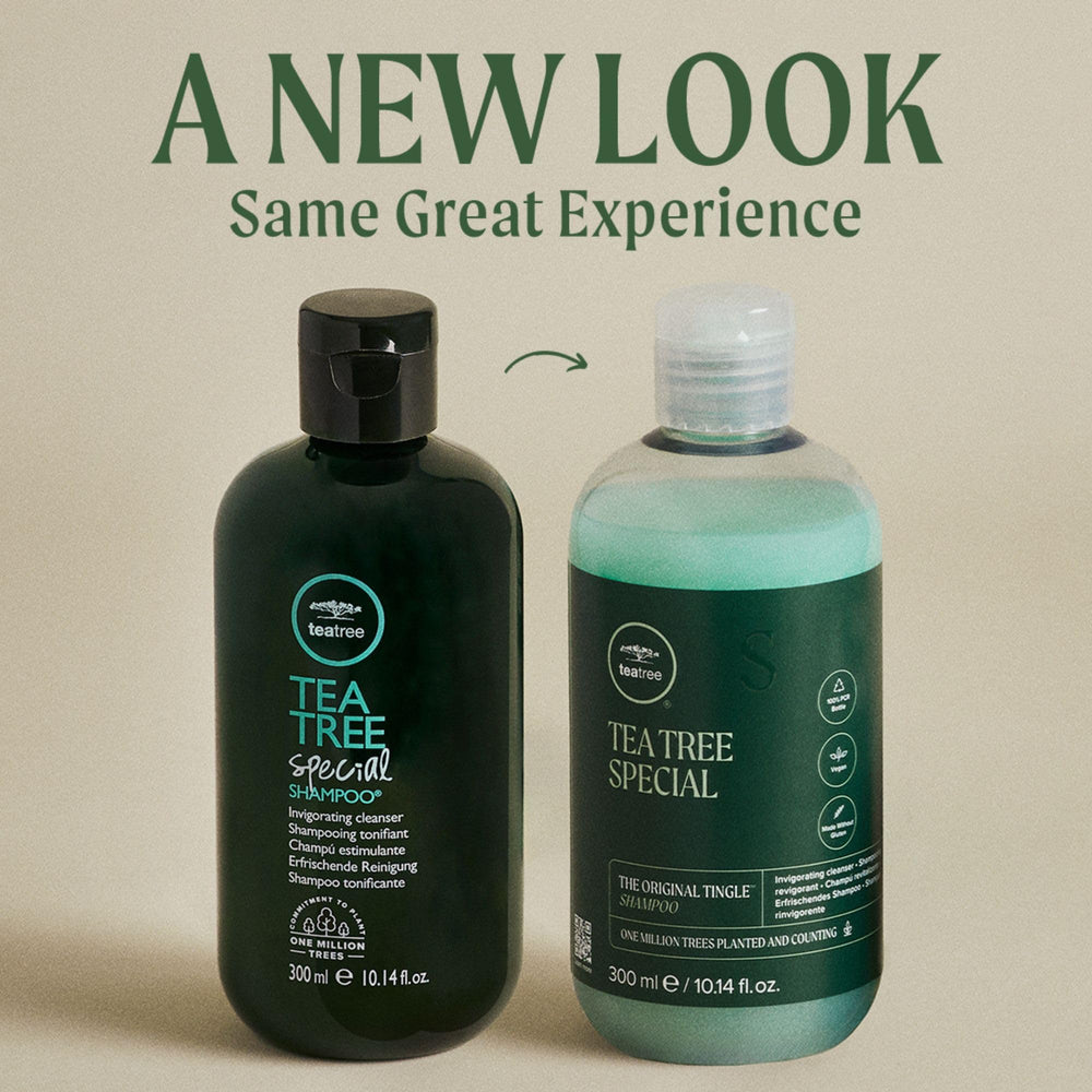 Aplicación de Tea Tree Special Shampoo en el cabello para limpieza profunda