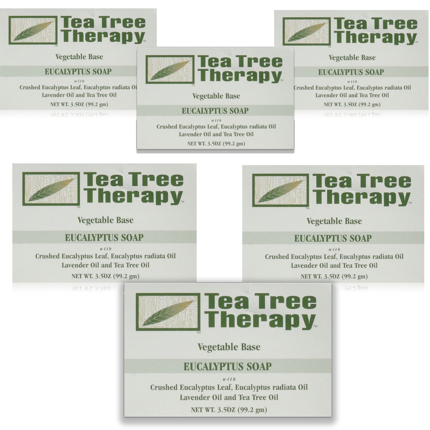 Tea Tree Therapy barra vegetal de jabón con eucalipto, aroma refrescante para piel suave.