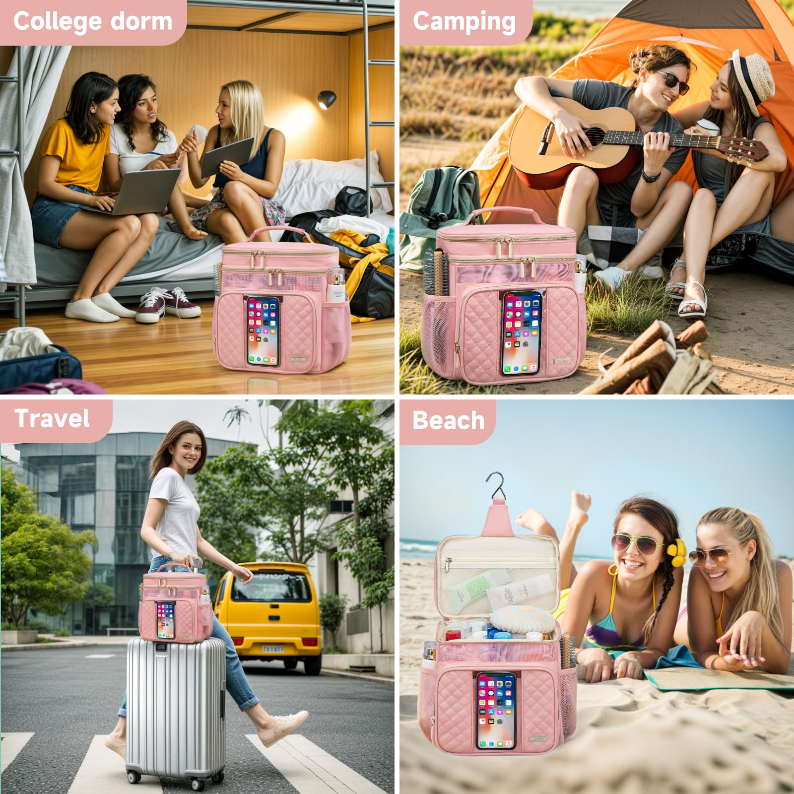 Tealari bolsa-dormitorio-universitario, gran capacidad para artículos de higiene.
