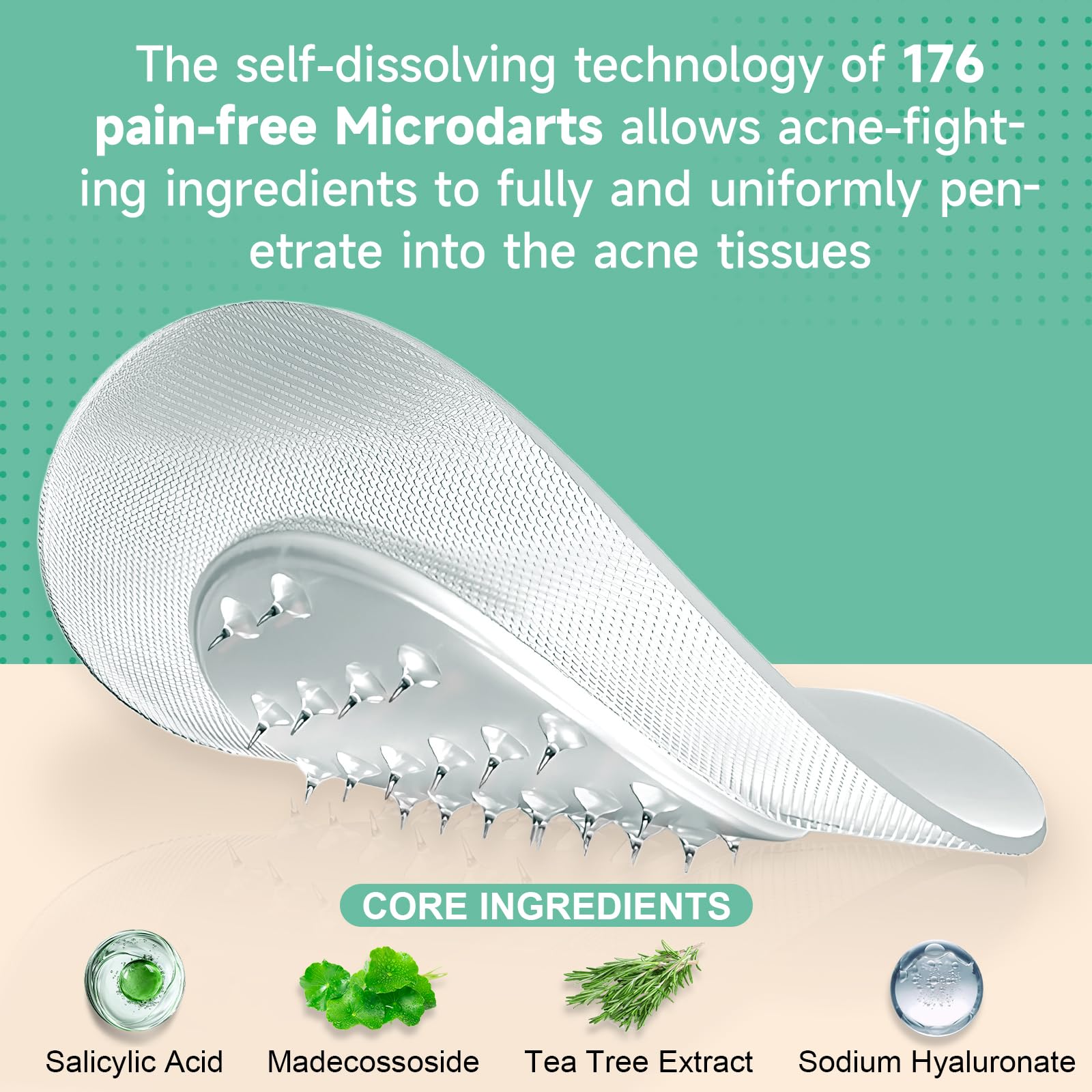 TEAWOO patch applied on the cheek demonstrates discreet nighttime treatment